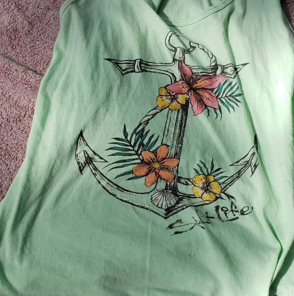Salt life green flowy anchor tank top